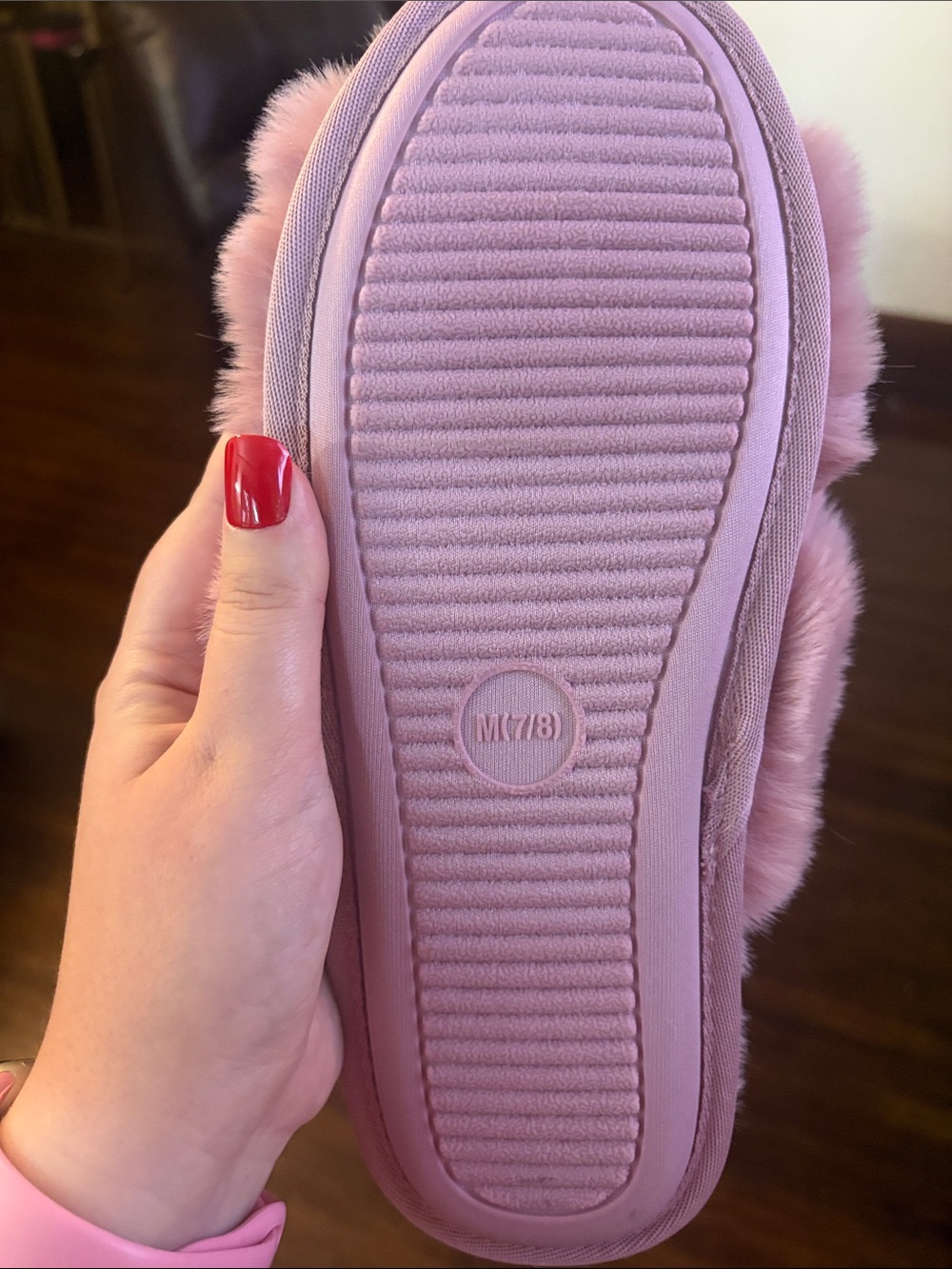 Auden Plush Crisscross Fuzzy Slide Slippers - Dusty Rose - Picture 3 of 5